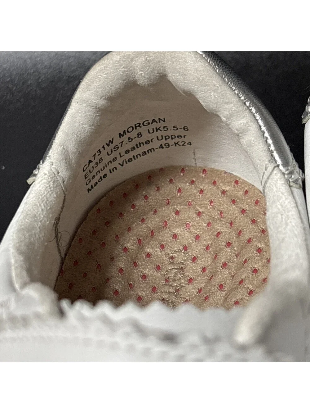 AETREX Morgan Leather Arch Support WHITE Sneakers Size 7.5-8, EU 38